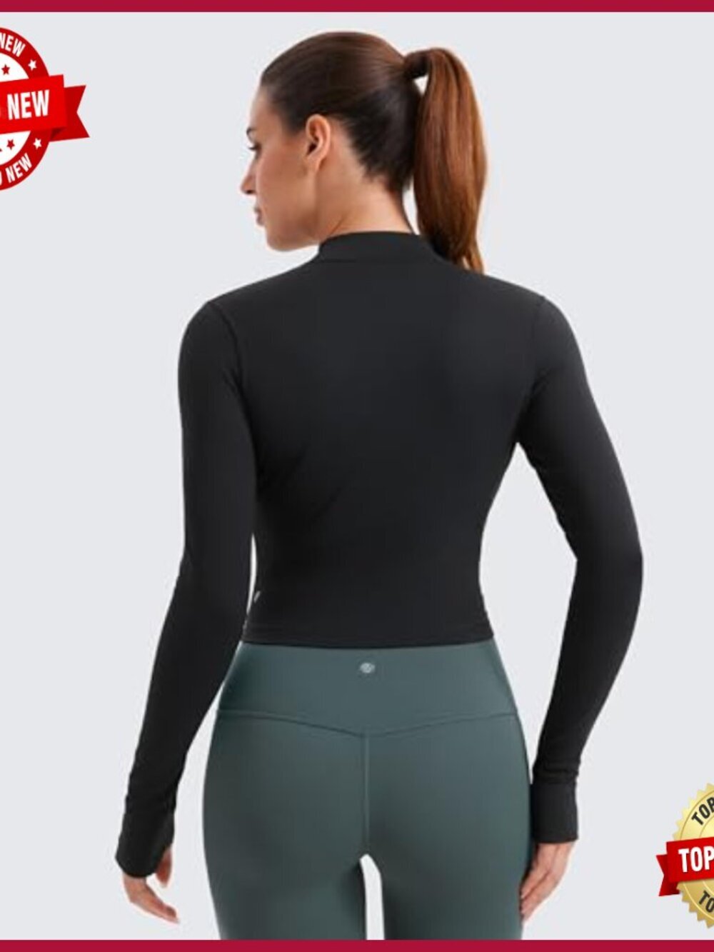 Butterluxe Cropped Athletic Jacket Full Zip Track Top Thumb Holes Slim Fit - Picture 2 of 7